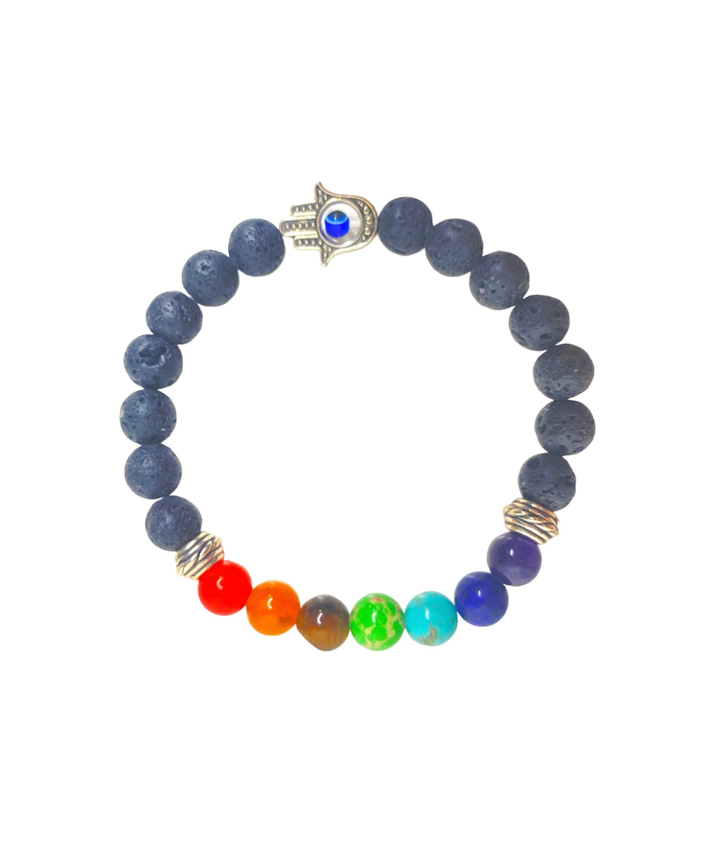 7 chakra Bracelet with Evil Eye
